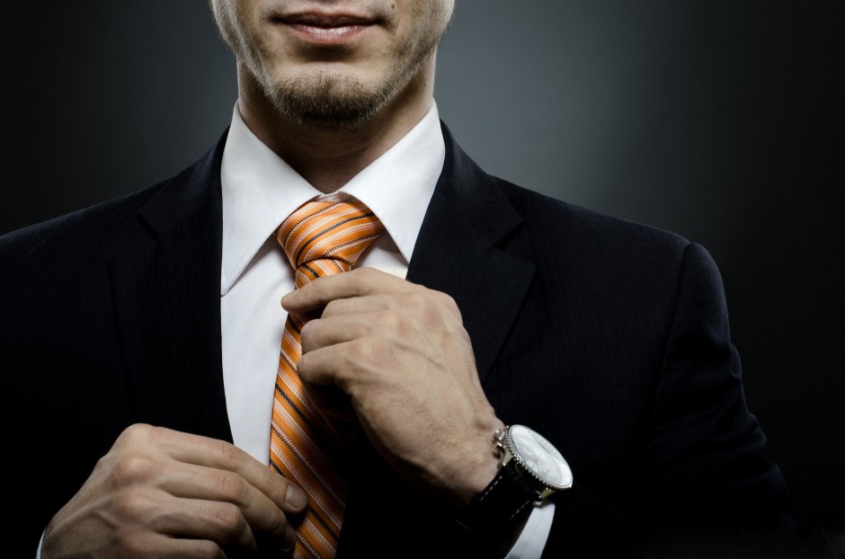 Beautiful-businessman-in-black-costume-tie-ones-necktie